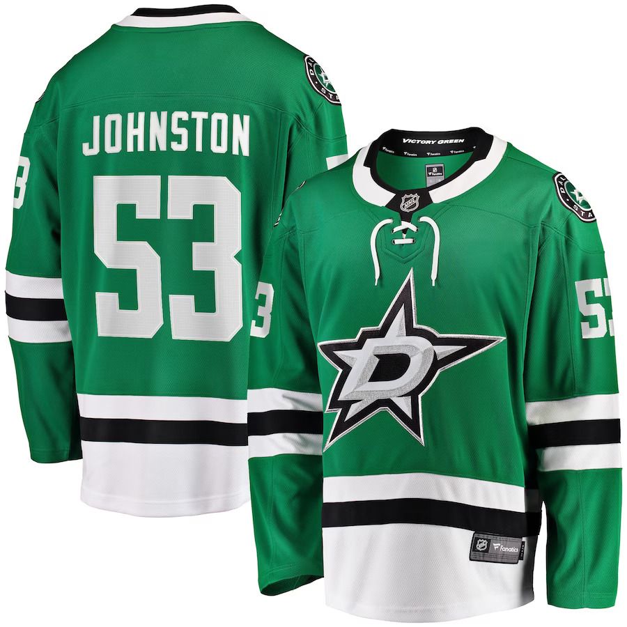 Men Dallas Stars 53 Wyatt Johnston Fanatics Branded Kelly Green Home Breakaway Player NHL Jersey